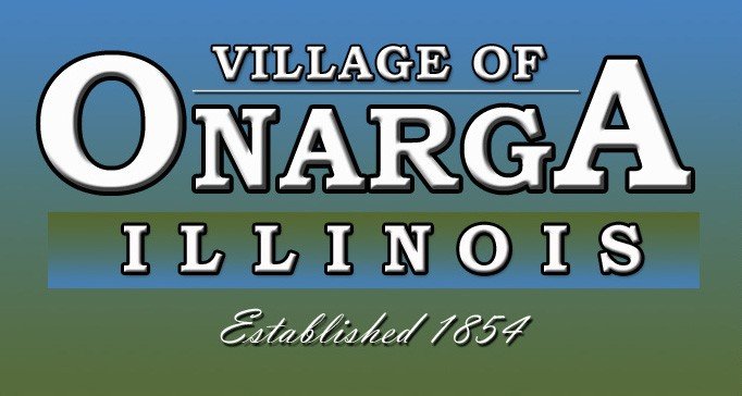 Village of Onarga, Illinois logo. Established 1854. Service area in Iroquois County.