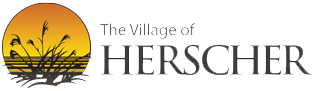 Herscher, Illinois logo. Village of Herscher logo with sunset and prairie grass.
