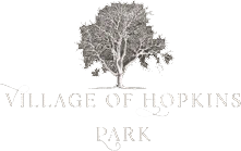Village of Hopkins Park logo. Tree symbol above text. Service area of Hopkins Park, Illinois.