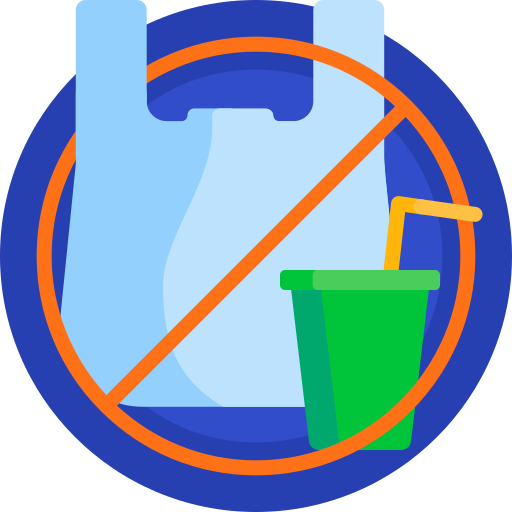 No plastic icon. Stop plastic pollution. Recycling guide symbol.