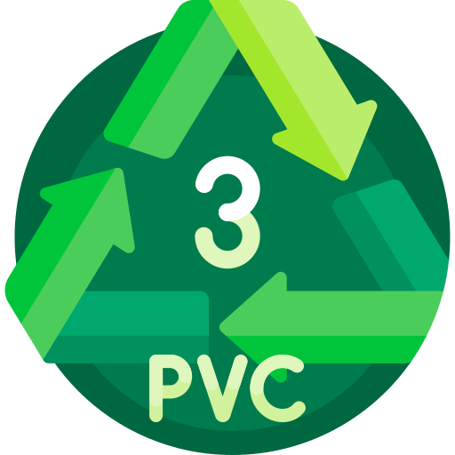 Recycling symbol for plastic number 3, PVC. Plastic recycling information.