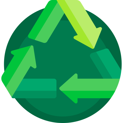 Green plastic recycling symbol. Resources for reducing waste and helping the environment.